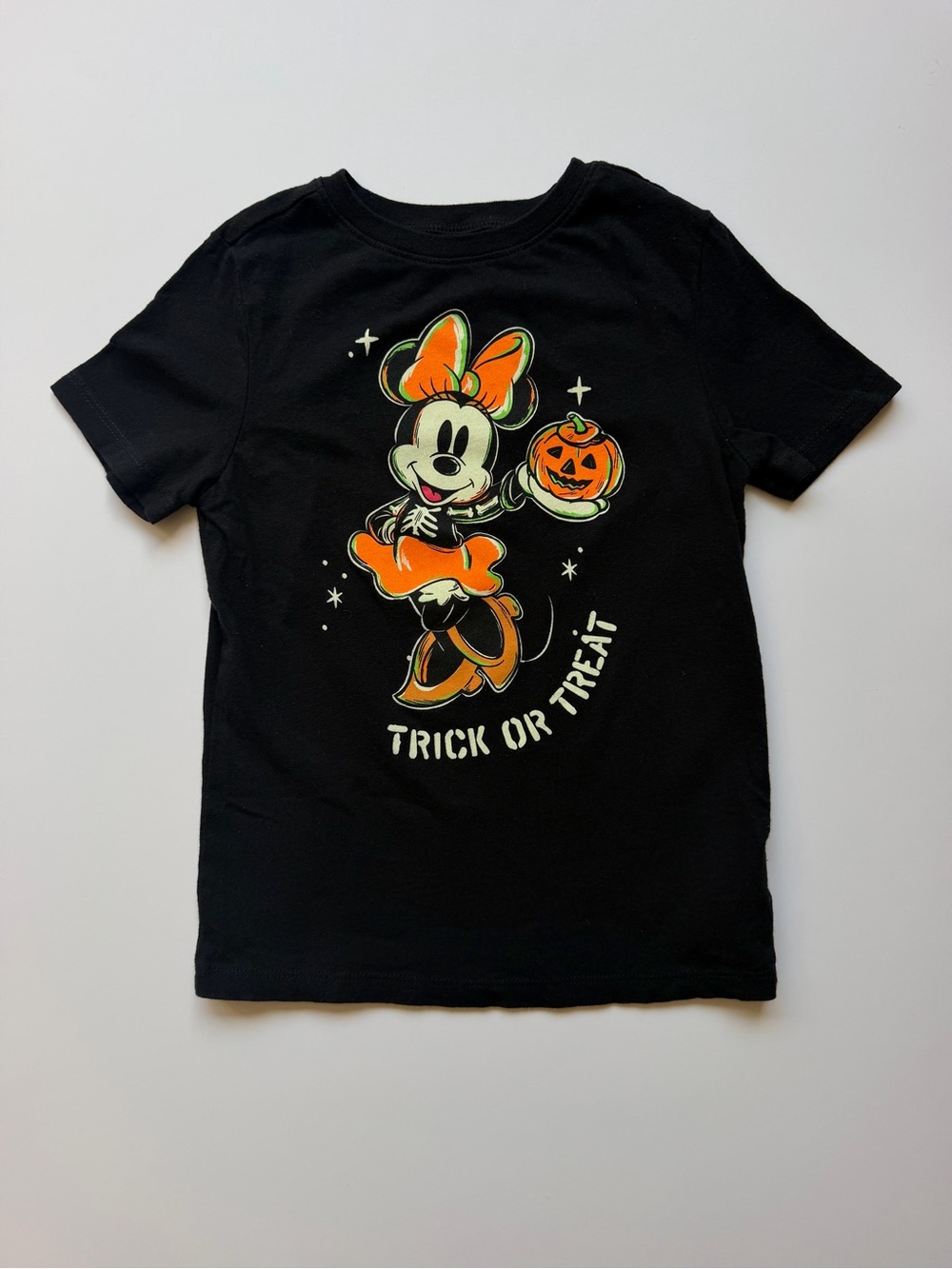 Kids Black Halloween Minnie Mouse Trick or Treat Graphic Tee - Size 6T
